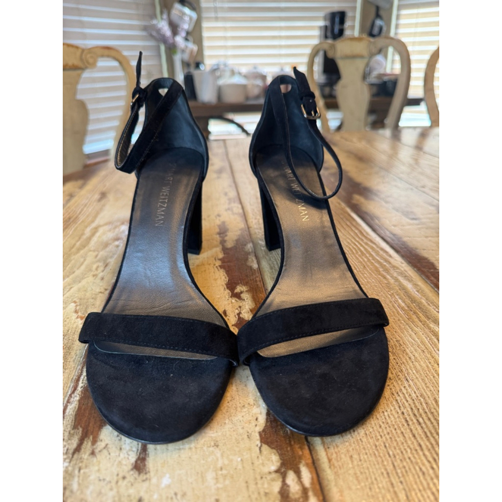 STUART WEITZMAN | Black Suede Ankle Strap Heels Size 9.5